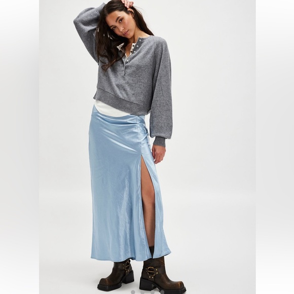 Free People Sasha Satin Maxi Skirt NWT Size 12 - Picture 4 of 9